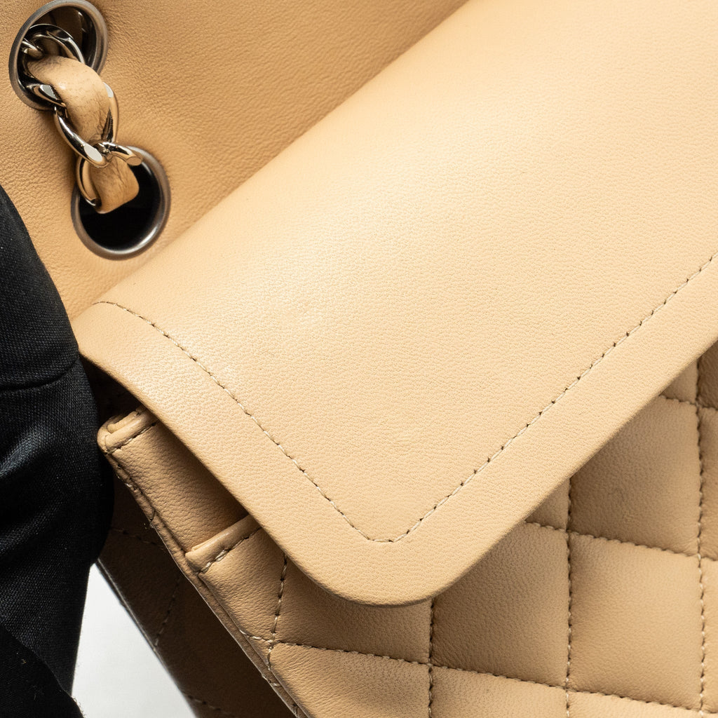 Chanel Small Classic Double Flap Bag Lambskin Beige  (Microchip)