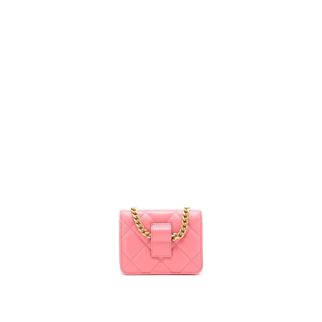 Chanel Mini Flap Waist Bag Enamel Logo Lambskin Pink