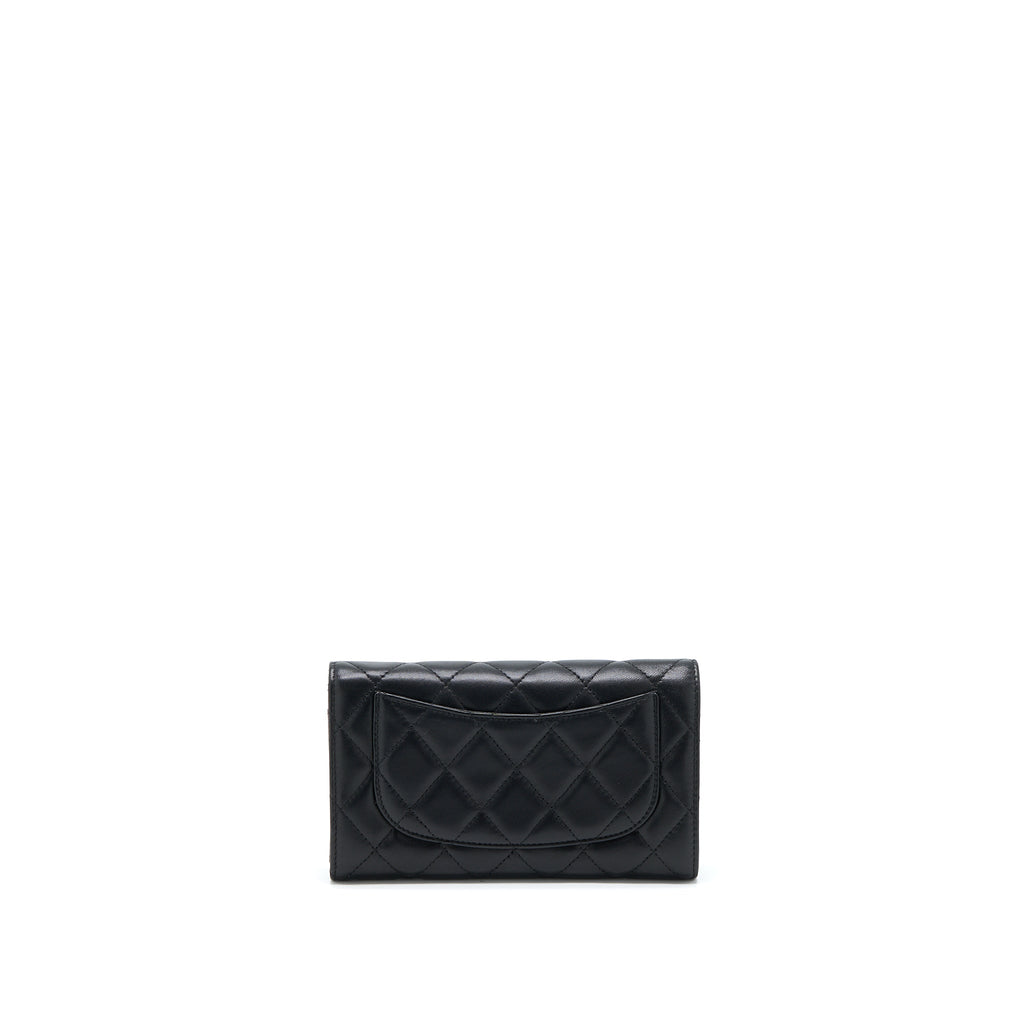 Chanel Long Flap Wallet Lambskin Black