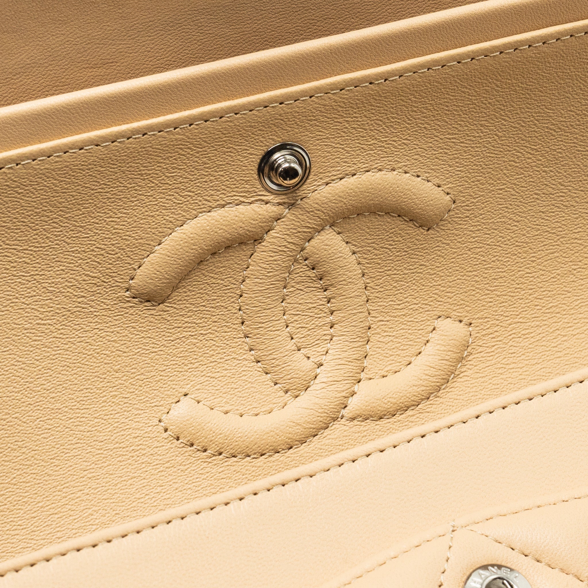Chanel Small Classic Double Flap Bag Lambskin Beige  (Microchip)