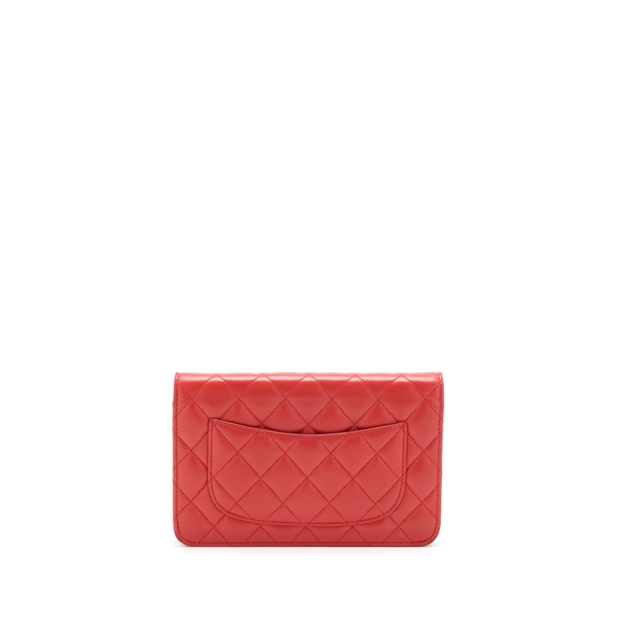Chanel Classic Wallet On Chain Lambskin Orange Red