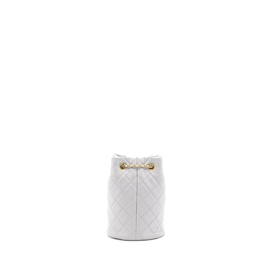 Chanel 22B Pearl Crush Bucket Bag Lambskin Grey  (Microchip)