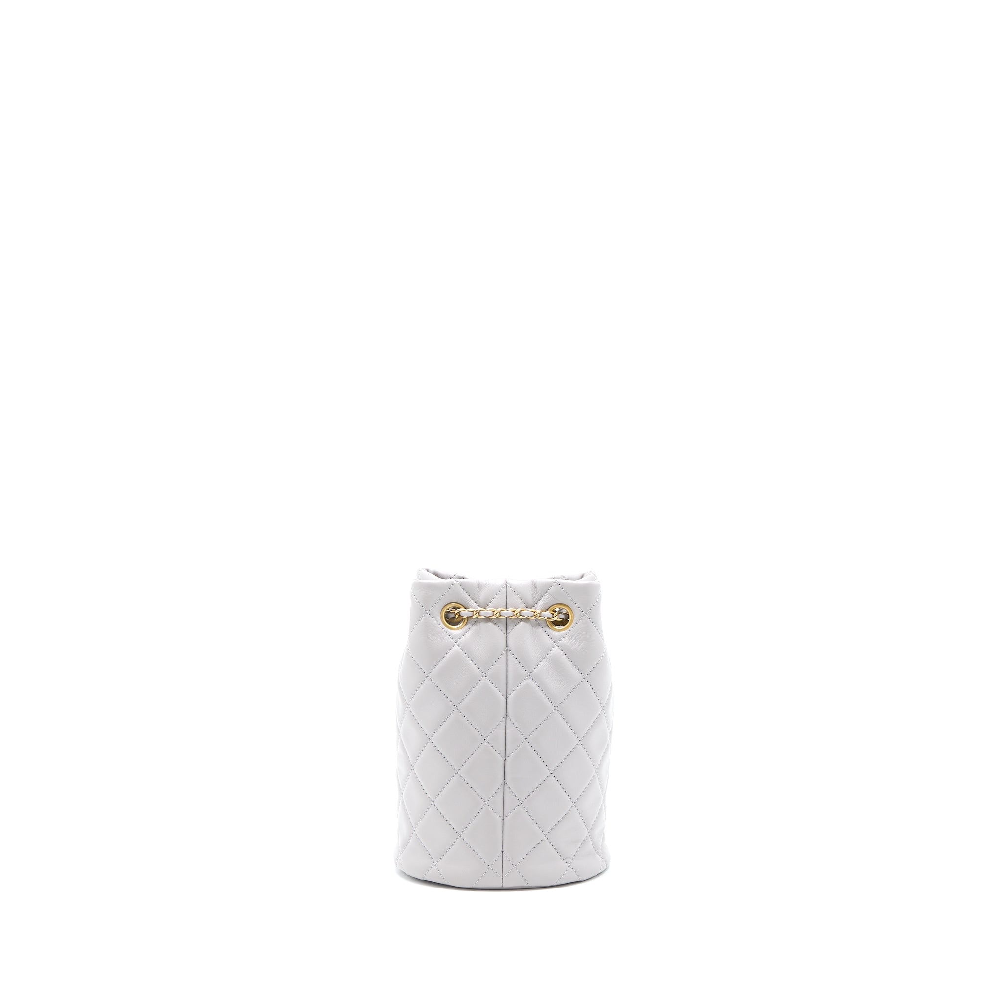 Chanel 22B Pearl Crush Bucket Bag Lambskin Grey  (Microchip)