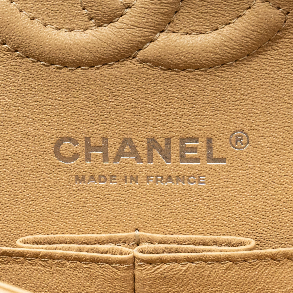 Chanel Small Classic Double Flap Bag Lambskin Beige  (Microchip)