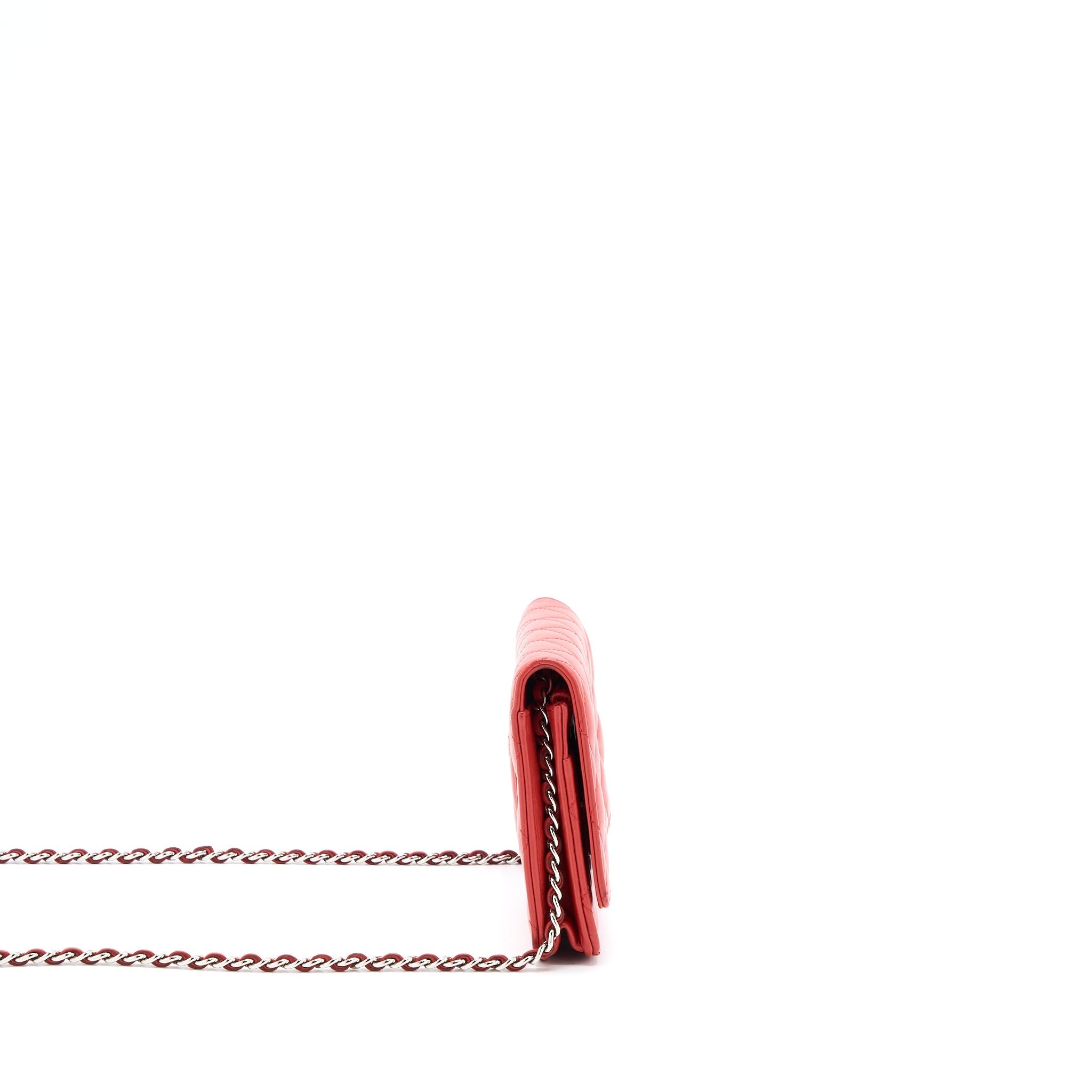 Chanel Classic Wallet On Chain Lambskin Orange Red