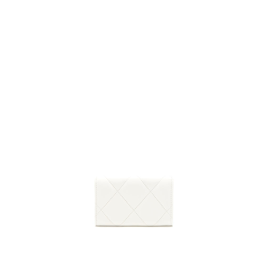 Chanel 19 Flap Card Holder Lambskin White Brushed  (Microchip)