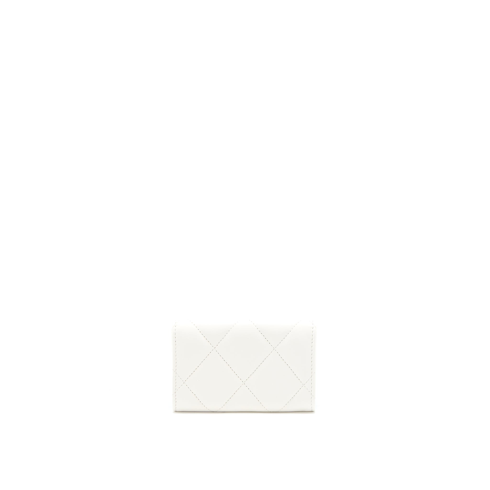 Chanel 19 Flap Card Holder Lambskin White Brushed  (Microchip)