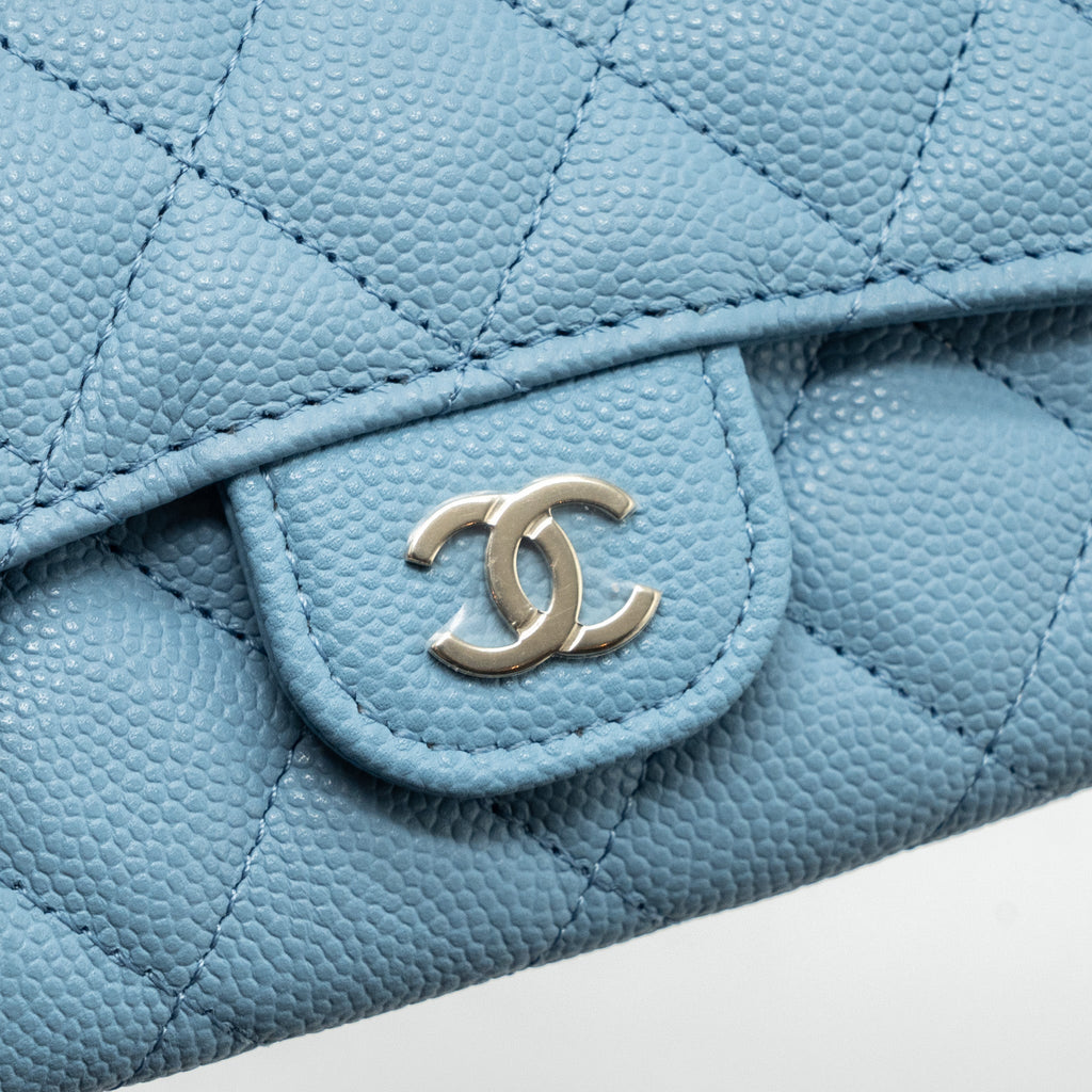 Chanel Classic Flap Card Holder Caviar Blue L