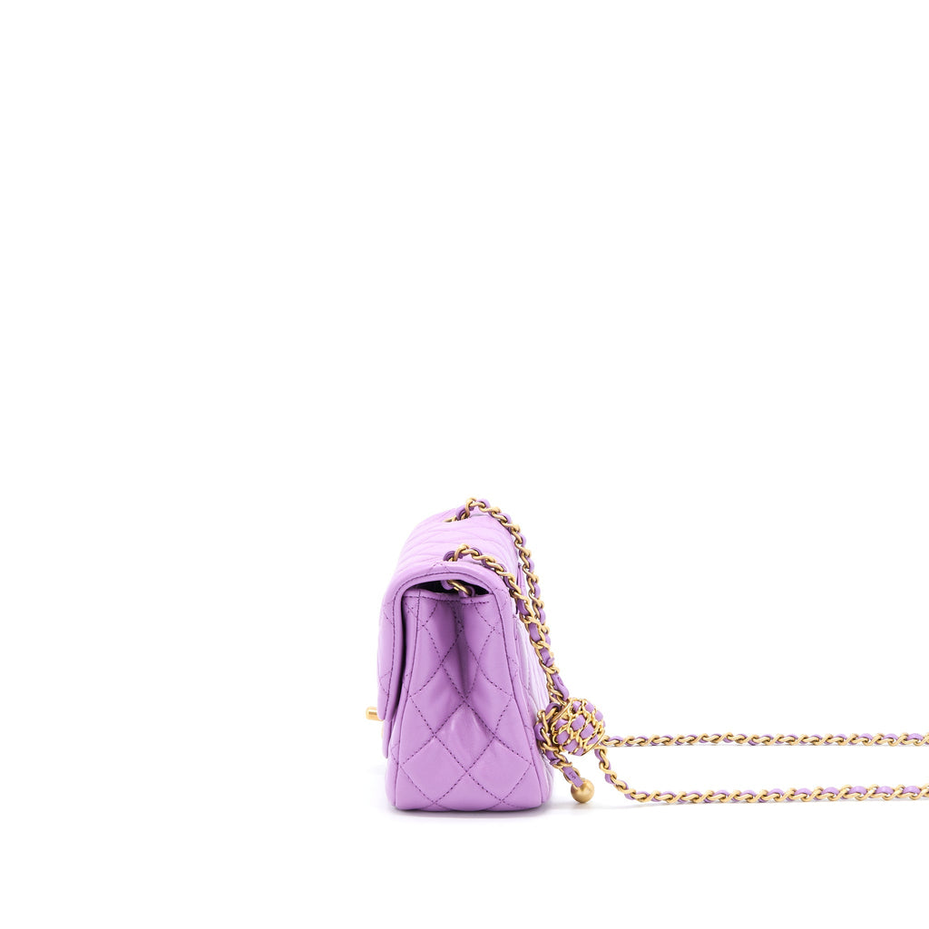Chanel 22S Pearl Crush Mini Square Lambskin Purple