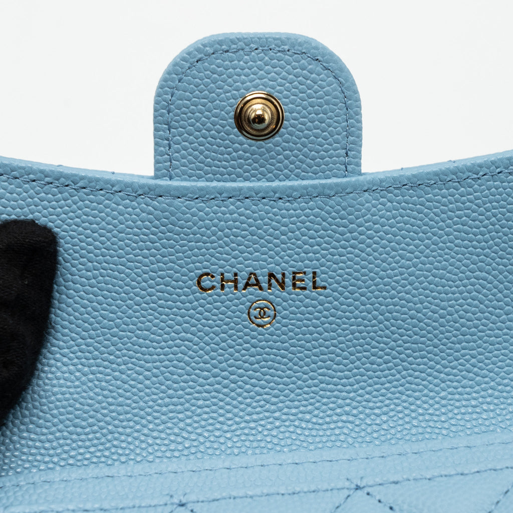 Chanel Classic Flap Card Holder Caviar Blue L