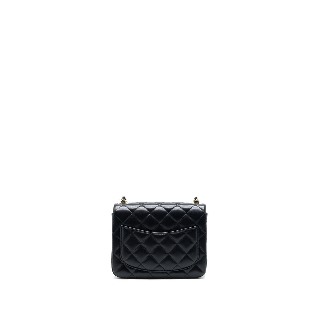 Chanel Mini Square Flap Bag Lambskin Black L (Microchip)