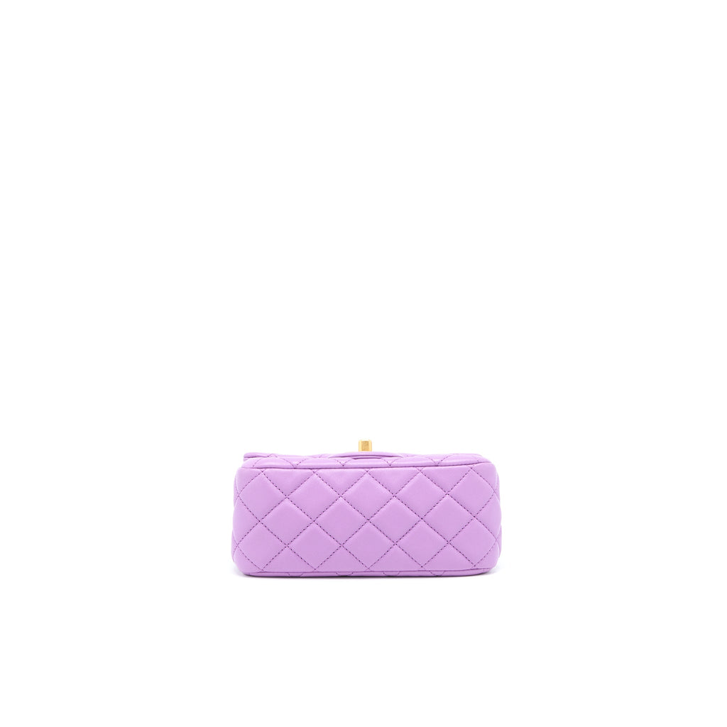 Chanel 22S Pearl Crush Mini Square Lambskin Purple