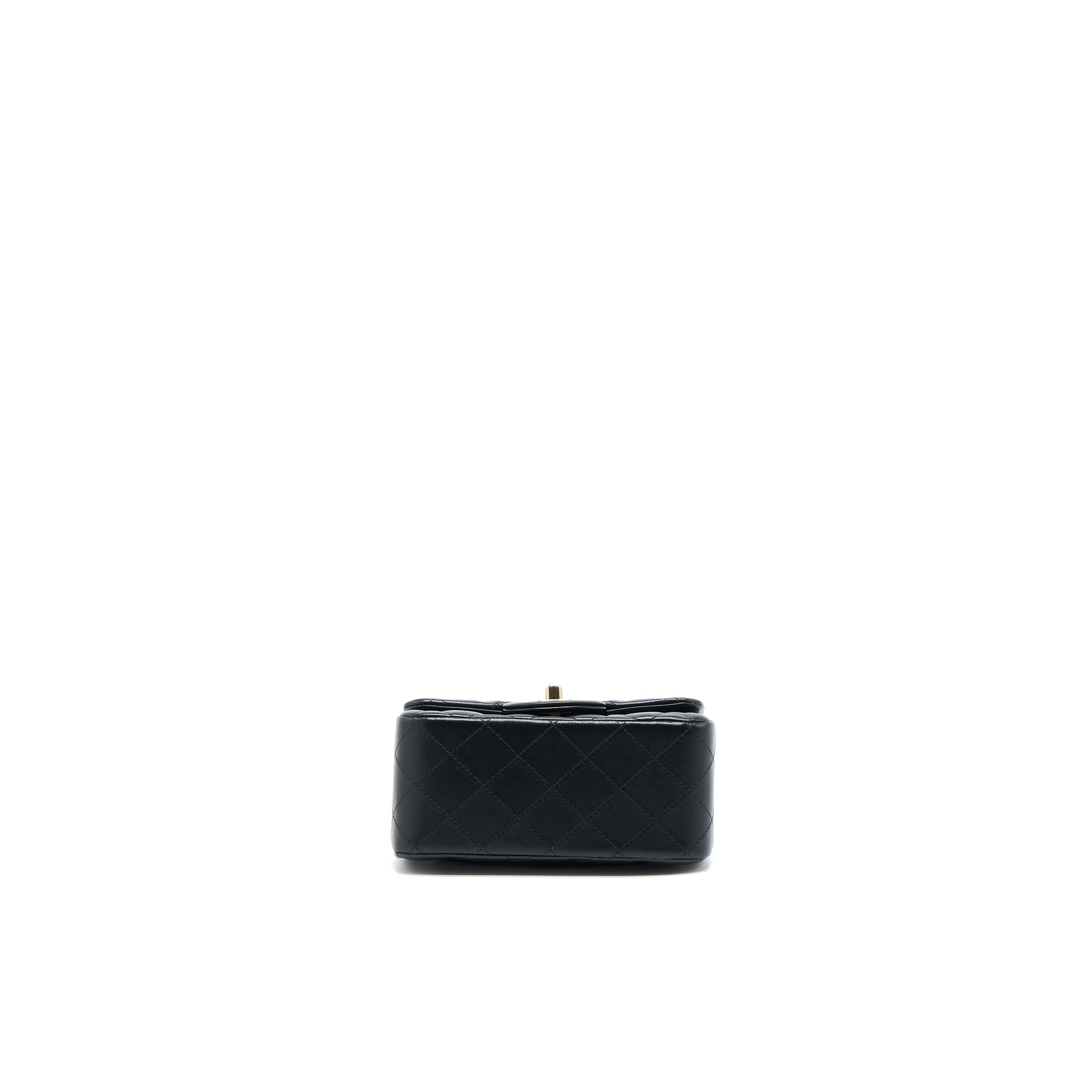 Chanel Mini Square Flap Bag Lambskin Black L (Microchip)