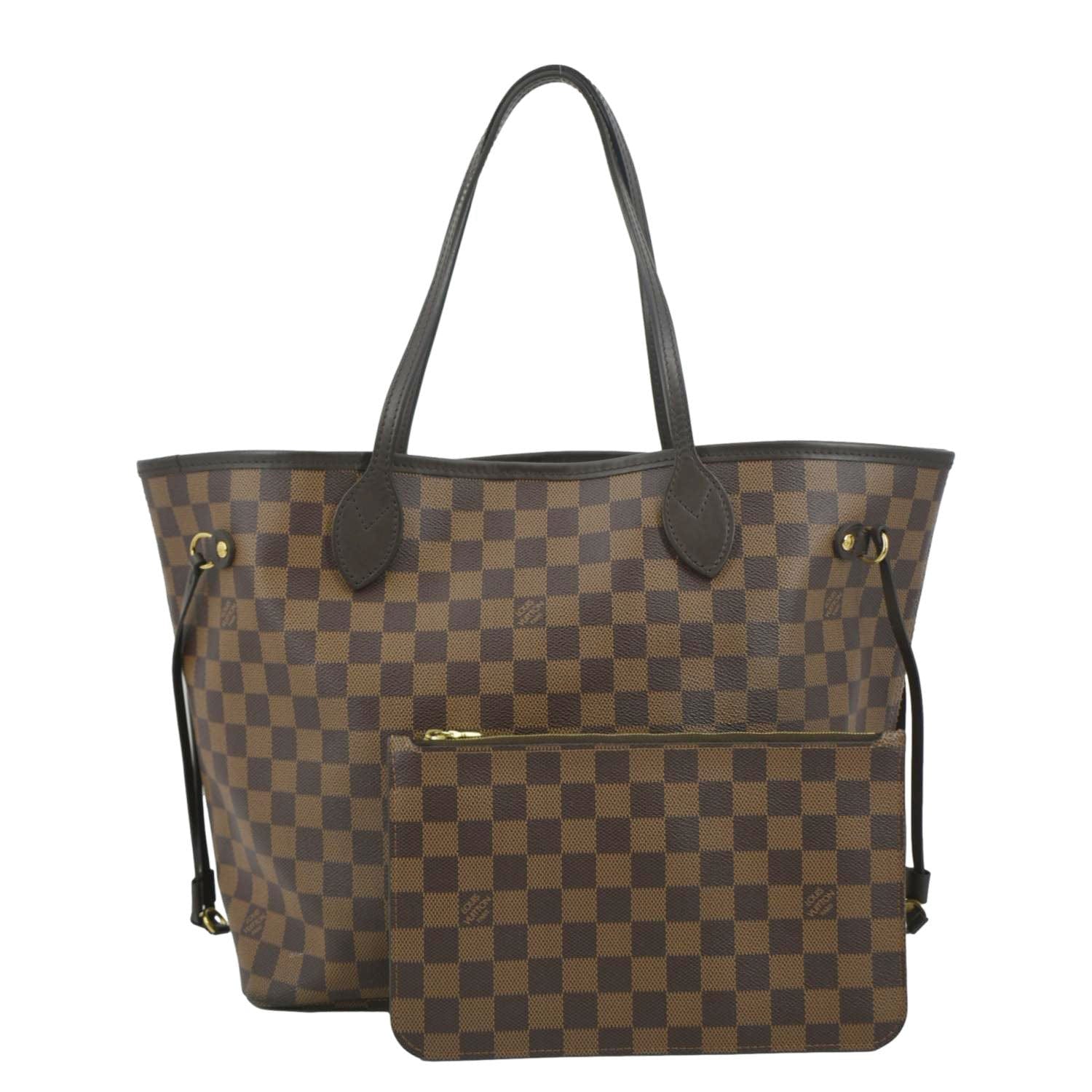 LOUIS VUITTON Neverfull MM Damier Ebene Tote Bag Brown