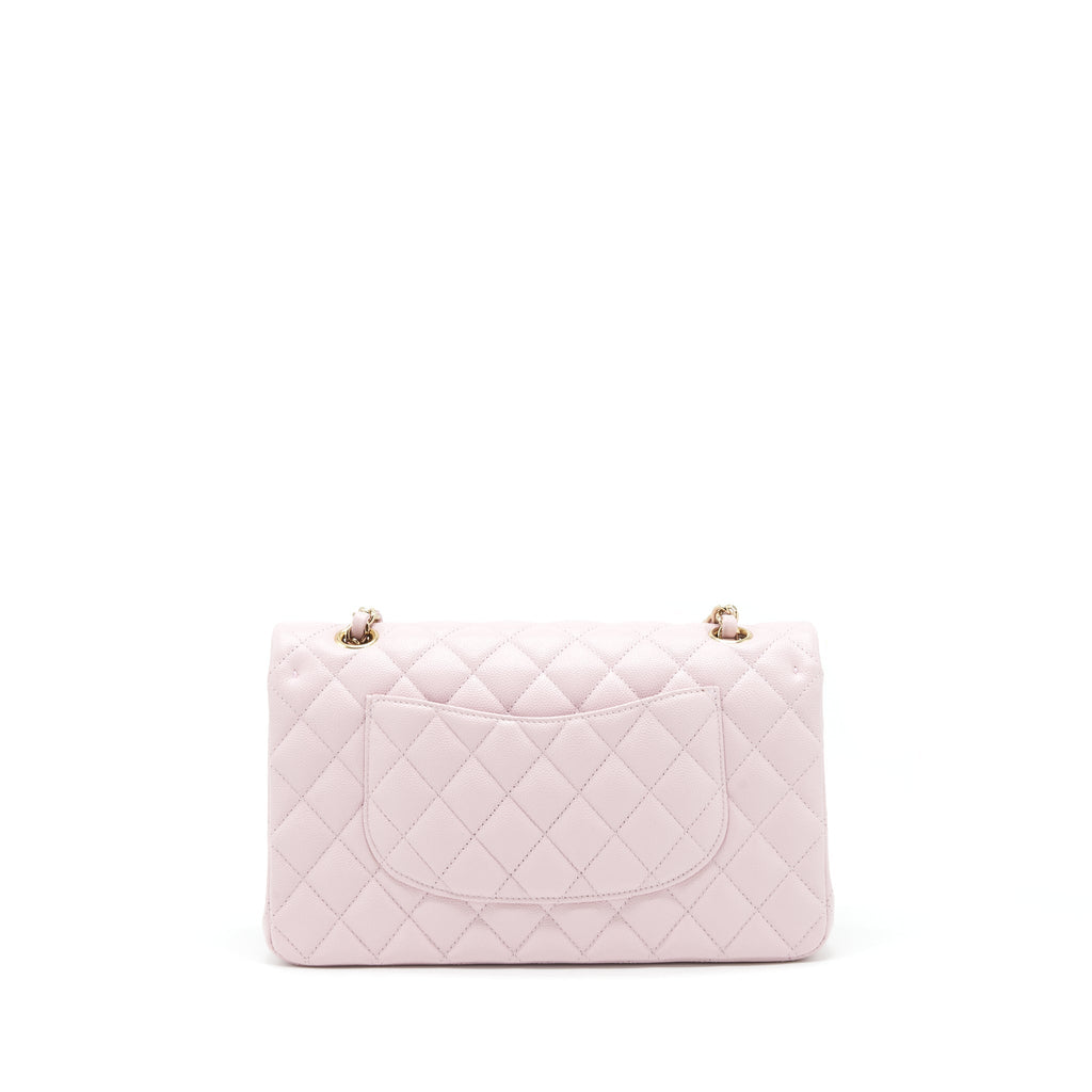 Chanel Medium Classic Double Flap Bag 21S Caviar Light Pink L