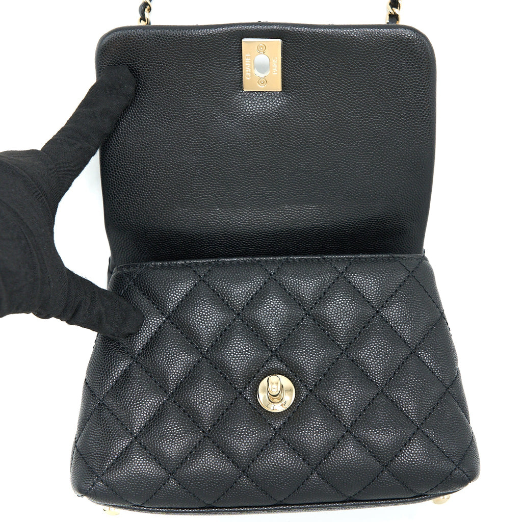 Chanel Mini Coco Handle Caviar Black L