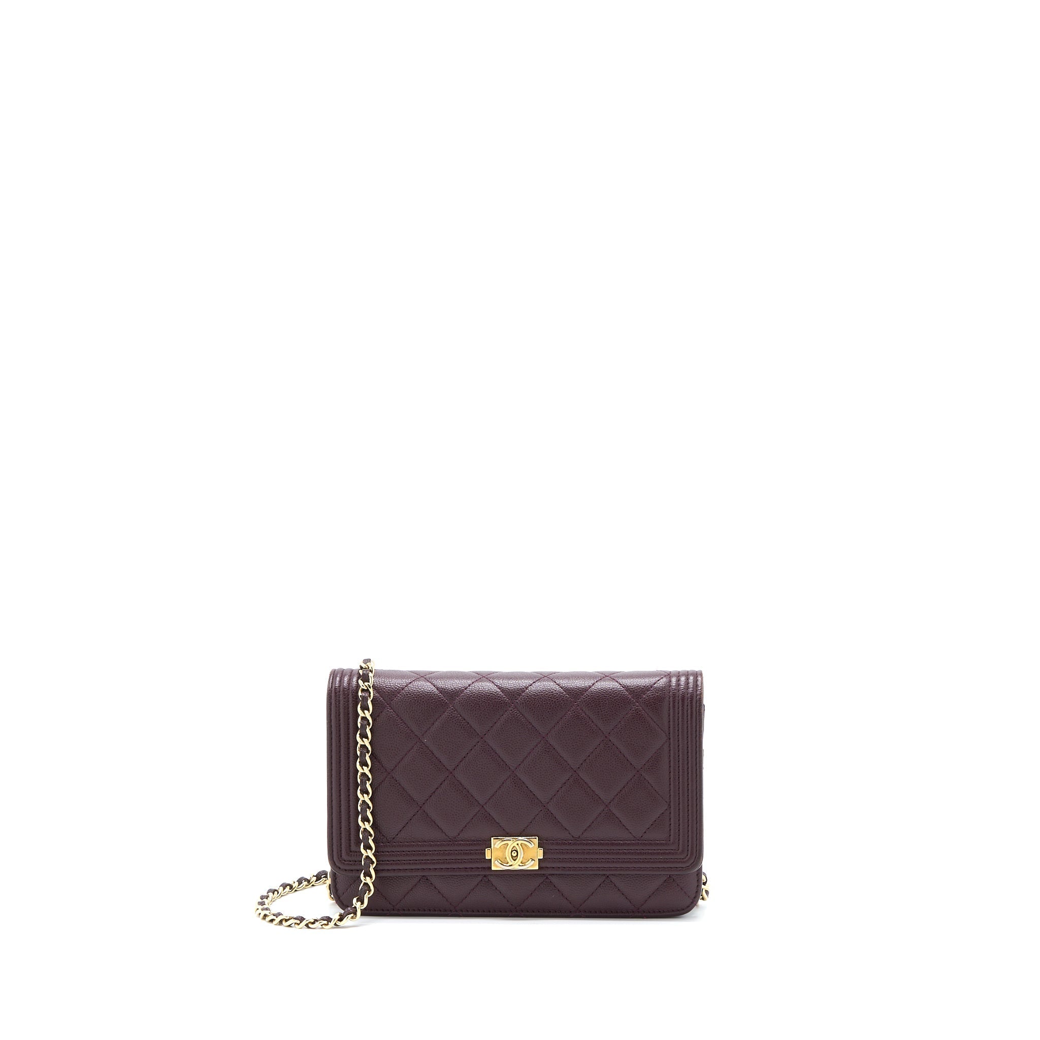 Chanel Boy Wallet on Chain Caviar Burgundy