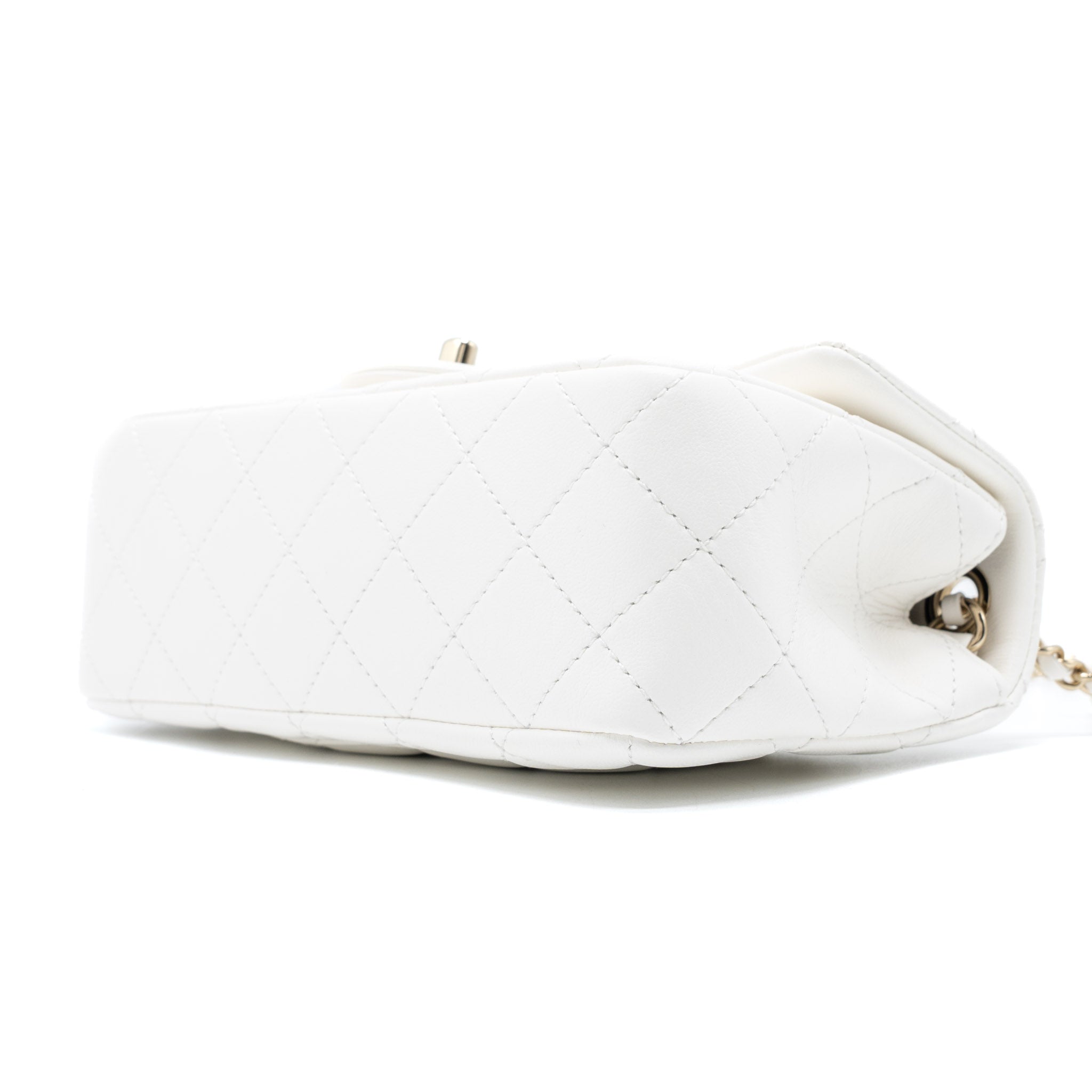 Chanel 23C Pearl Crush Mini Rectangular Flap Bag Lambskin White L (Microchip)