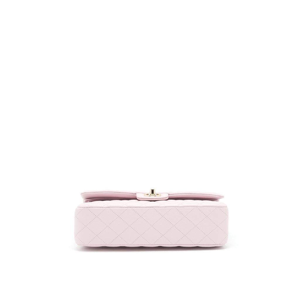 Chanel Medium Classic Double Flap Bag 21S Caviar Light Pink L