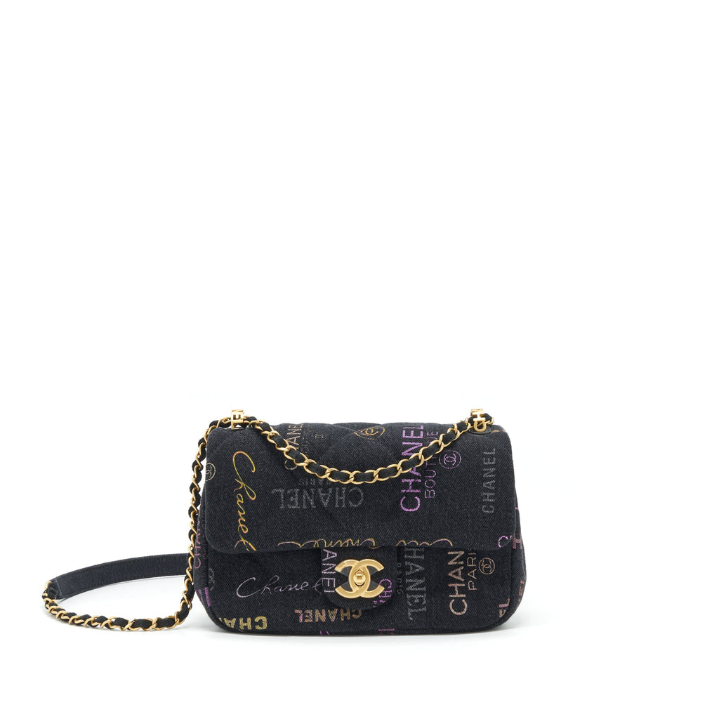 Chanel 22P Small Flap Bag 23cm Denim Black