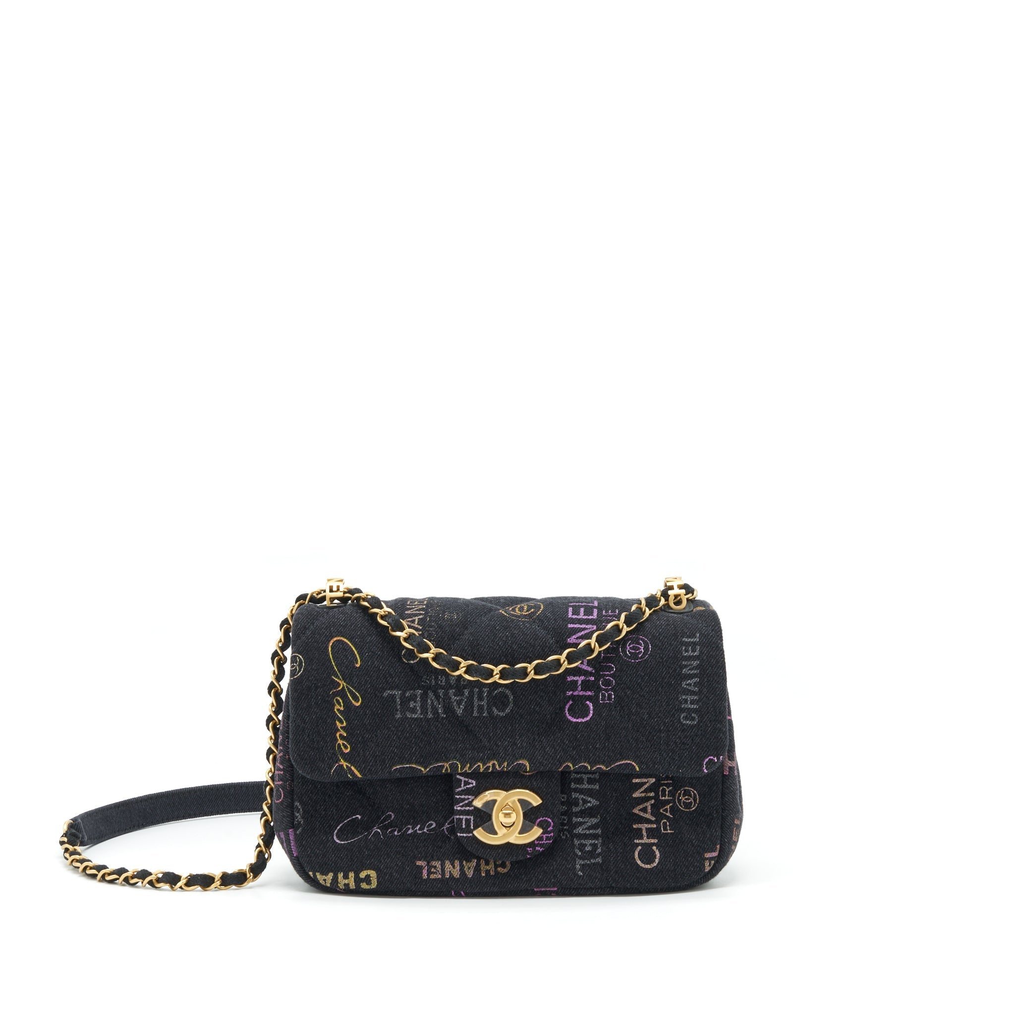 Chanel 22P Small Flap Bag 23cm Denim Black