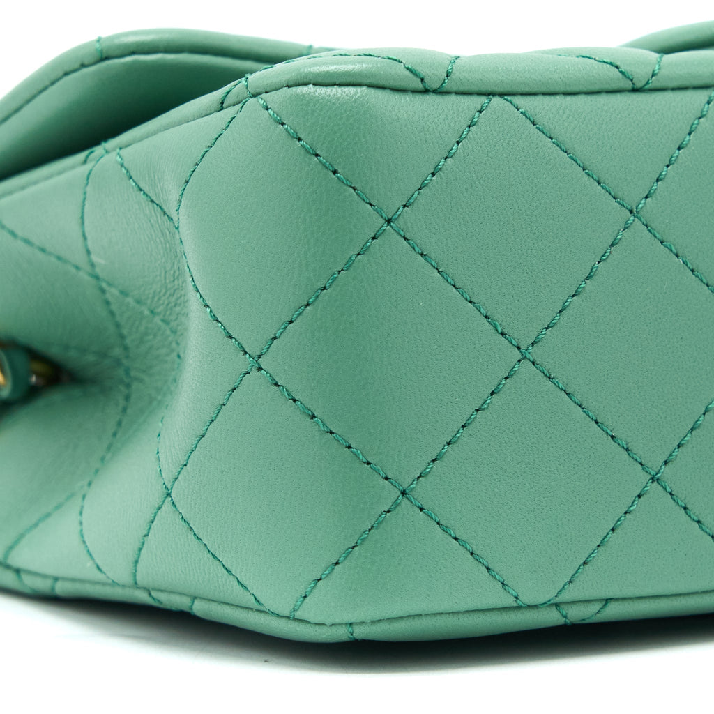 Chanel Pearl Crush Mini Rectangular Flap Bag Lambskin Green  (Microchip)