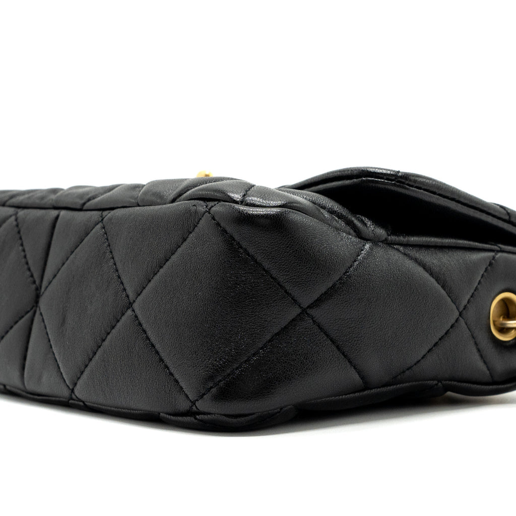 Chanel 23s Coco Love Flap Bag Lambskin Black Brushed (Microchip)