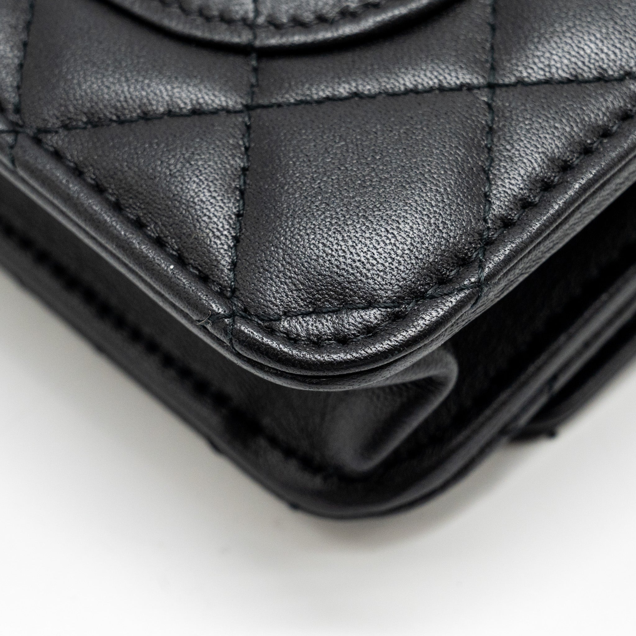 Chanel Wallet On Chain with Pearl Chain Lambskin Black L (Microchip)