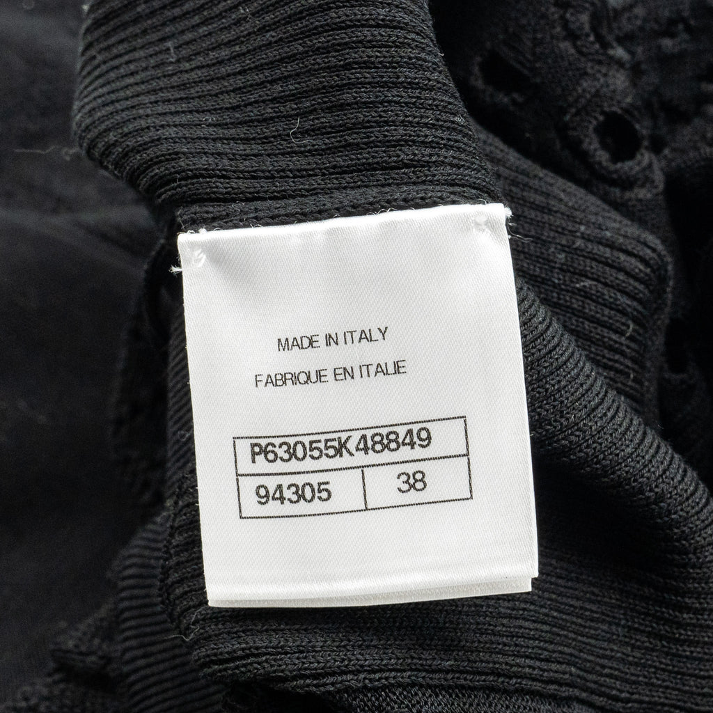 Chanel Size 38 20P Crochet Lace Knit CC Logo Dress Cotton Black