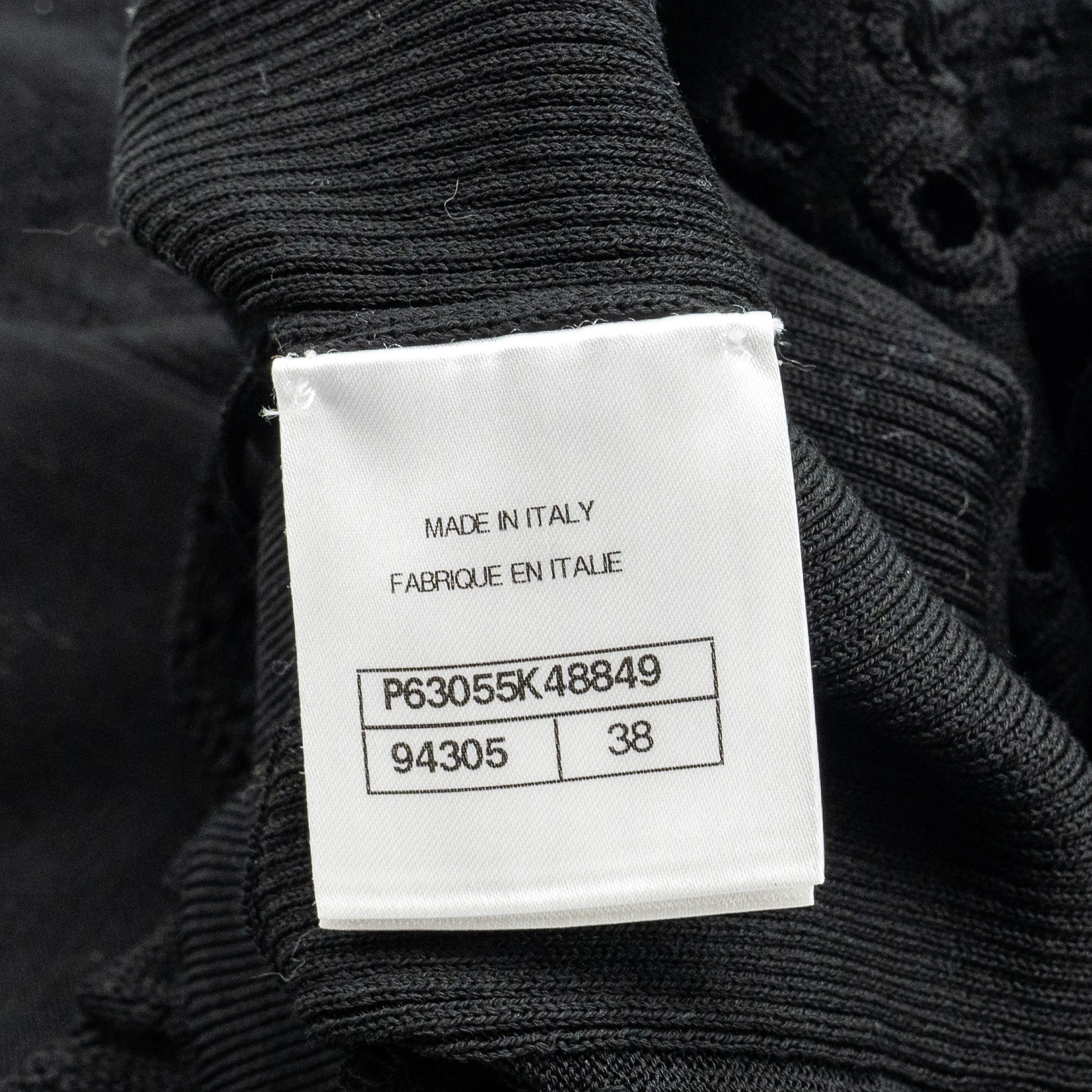 Chanel Size 38 20P Crochet Lace Knit CC Logo Dress Cotton Black