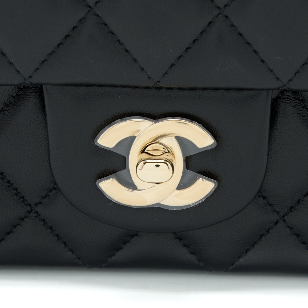 Chanel Classic Mini Rectangular Flap Bag Lambskin Black L (Microchip)