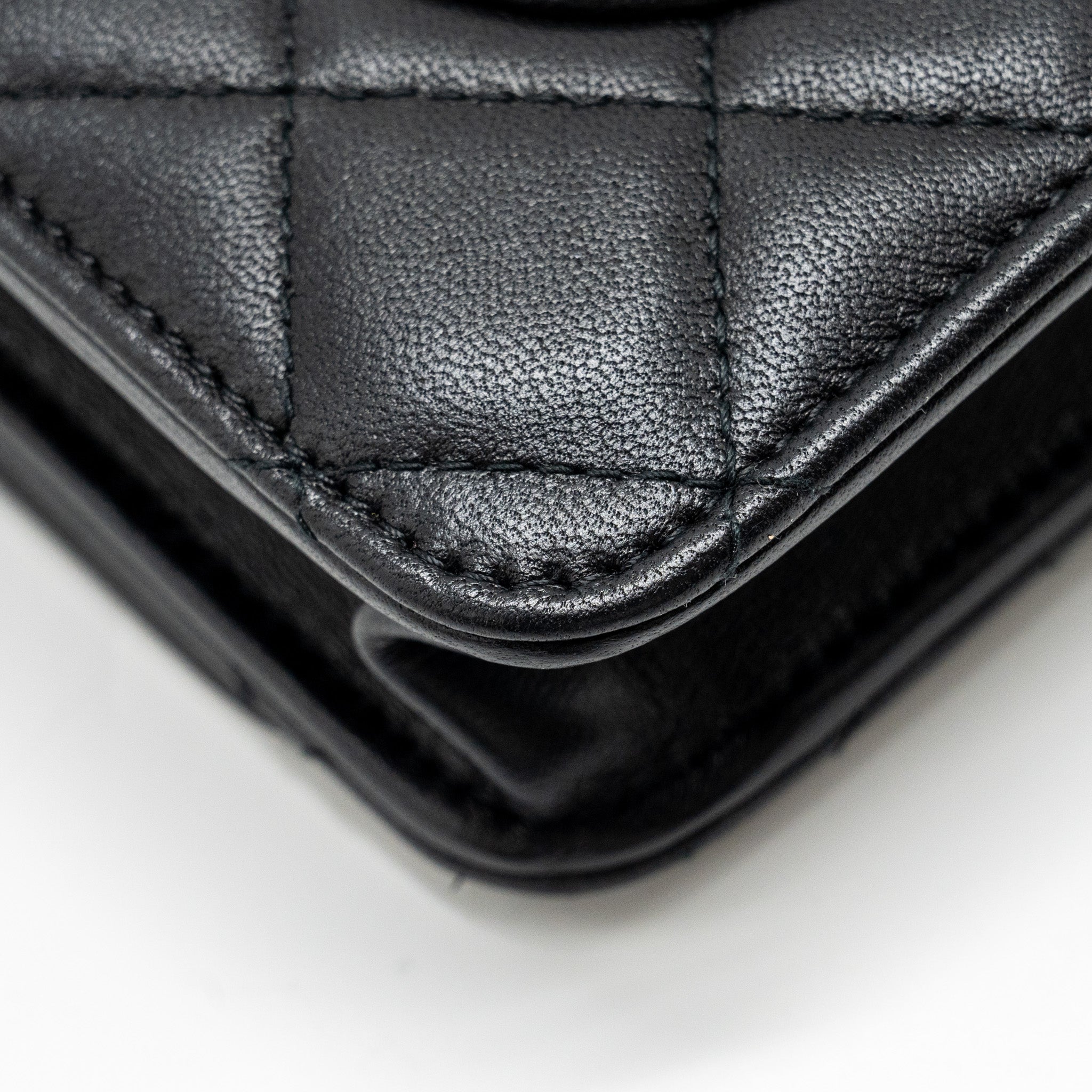 Chanel Wallet On Chain with Pearl Chain Lambskin Black L (Microchip)