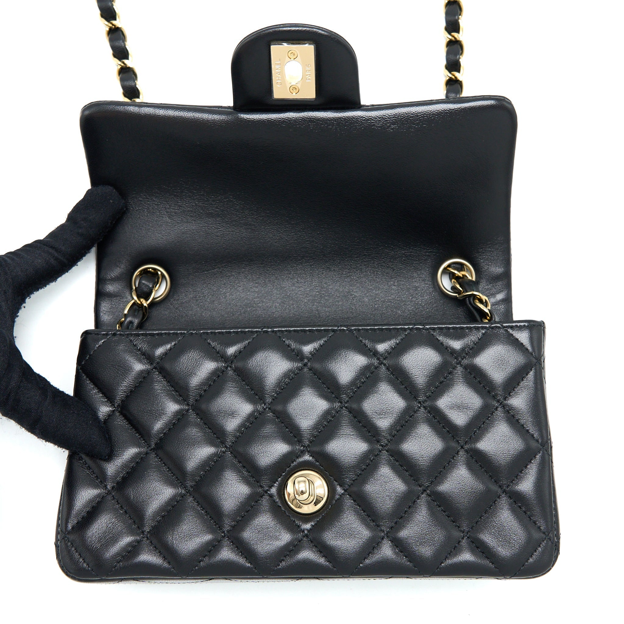 Chanel Classic Mini Rectangular Flap Bag Lambskin Black L (Microchip)