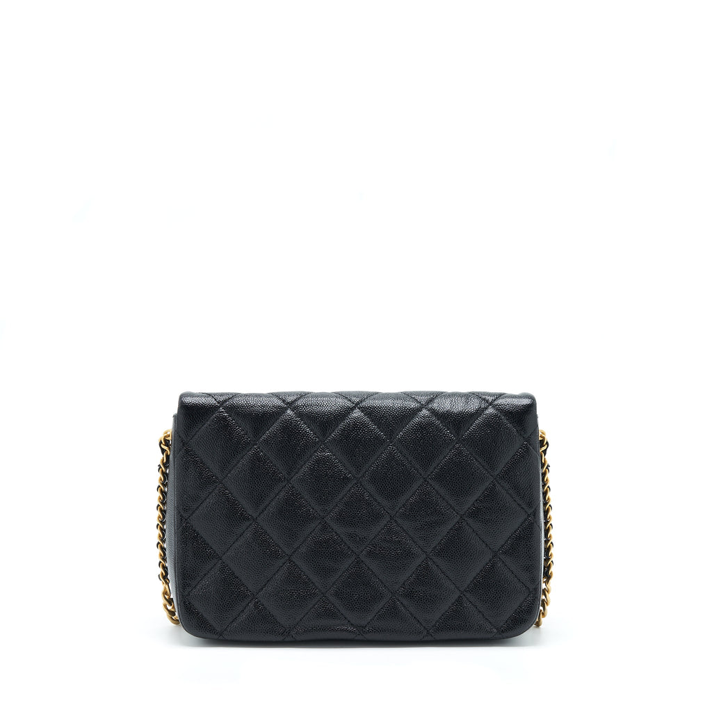 Chanel 22P Medium Melody Bag Grained Calfskin Black