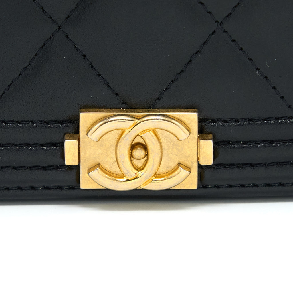 Chanel Boy Wallet on Chain Lambskin Black Brushed