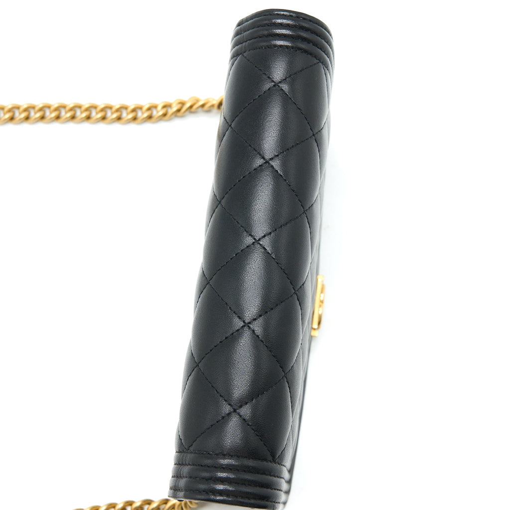 Chanel Boy Wallet on Chain Lambskin Black Brushed