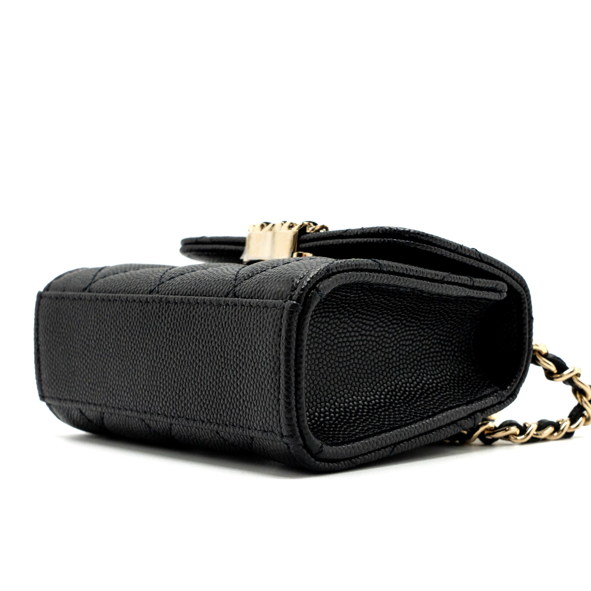 Chanel Mini Top Handle Flap Bag Caviar Black L (microchip)