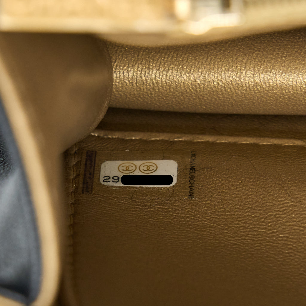Chanel 20C Pearl Flap Bag Goatskin Black