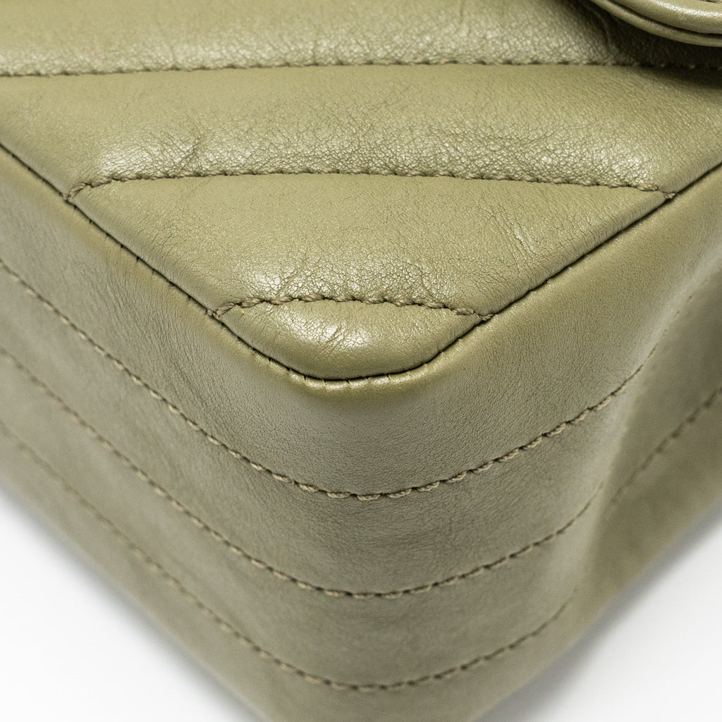Chanel Chevron Mini Rectangular Flap Bag Calfskin Khaki