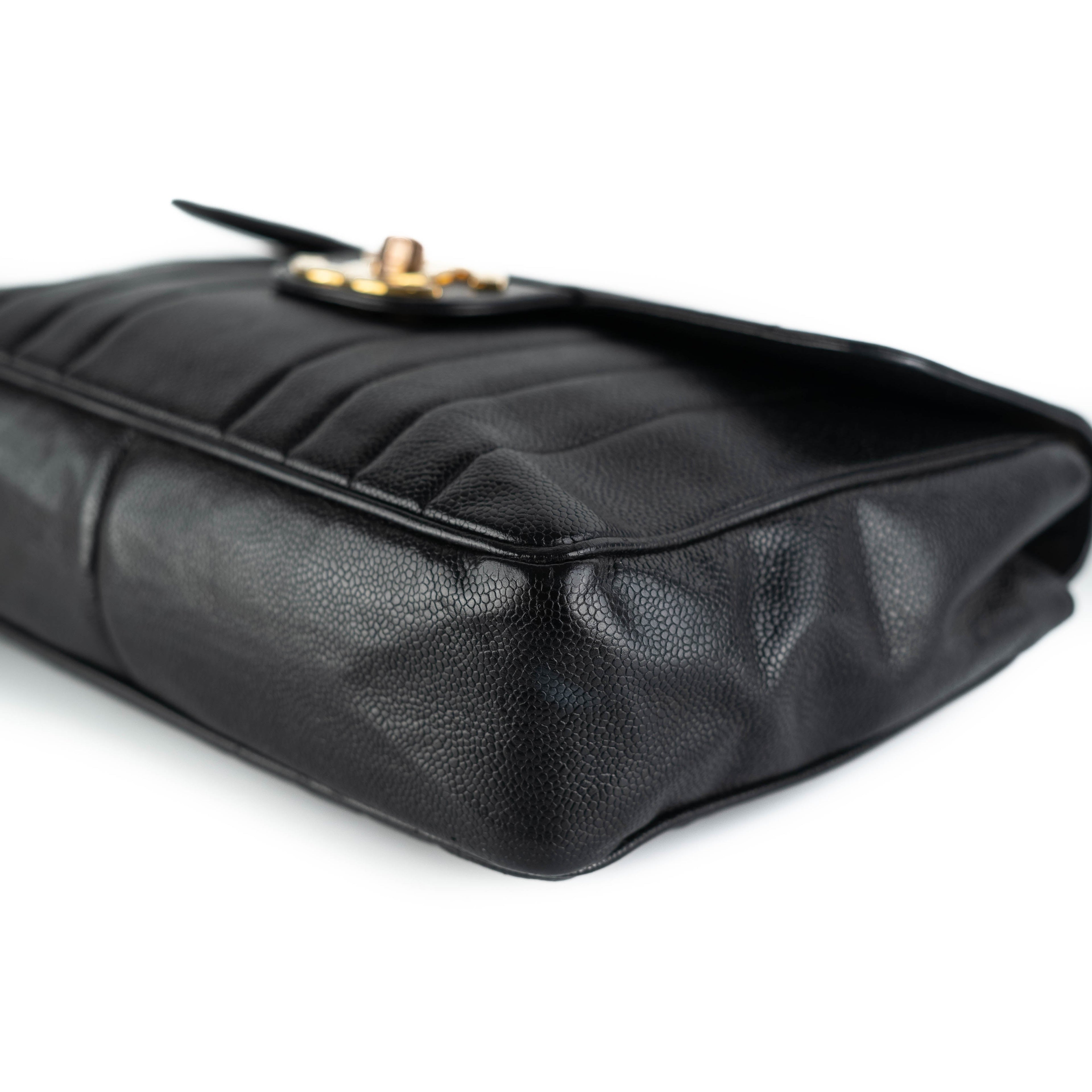 Chanel CC Vertical Jumbo Flap Caviar Black