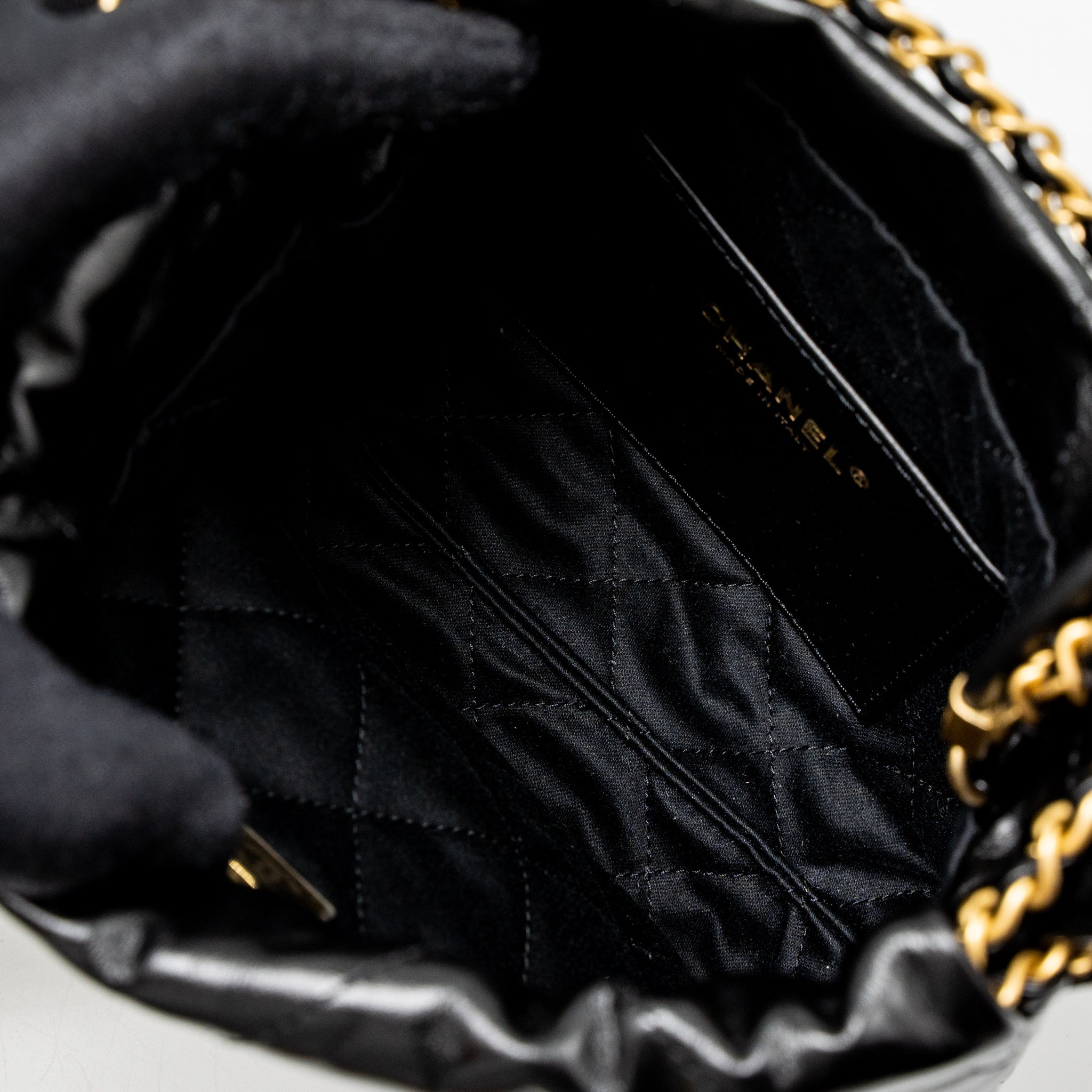 Chanel 23S Mini 22 Bag Shiny Calfskin Black Brushed  (Microchip)