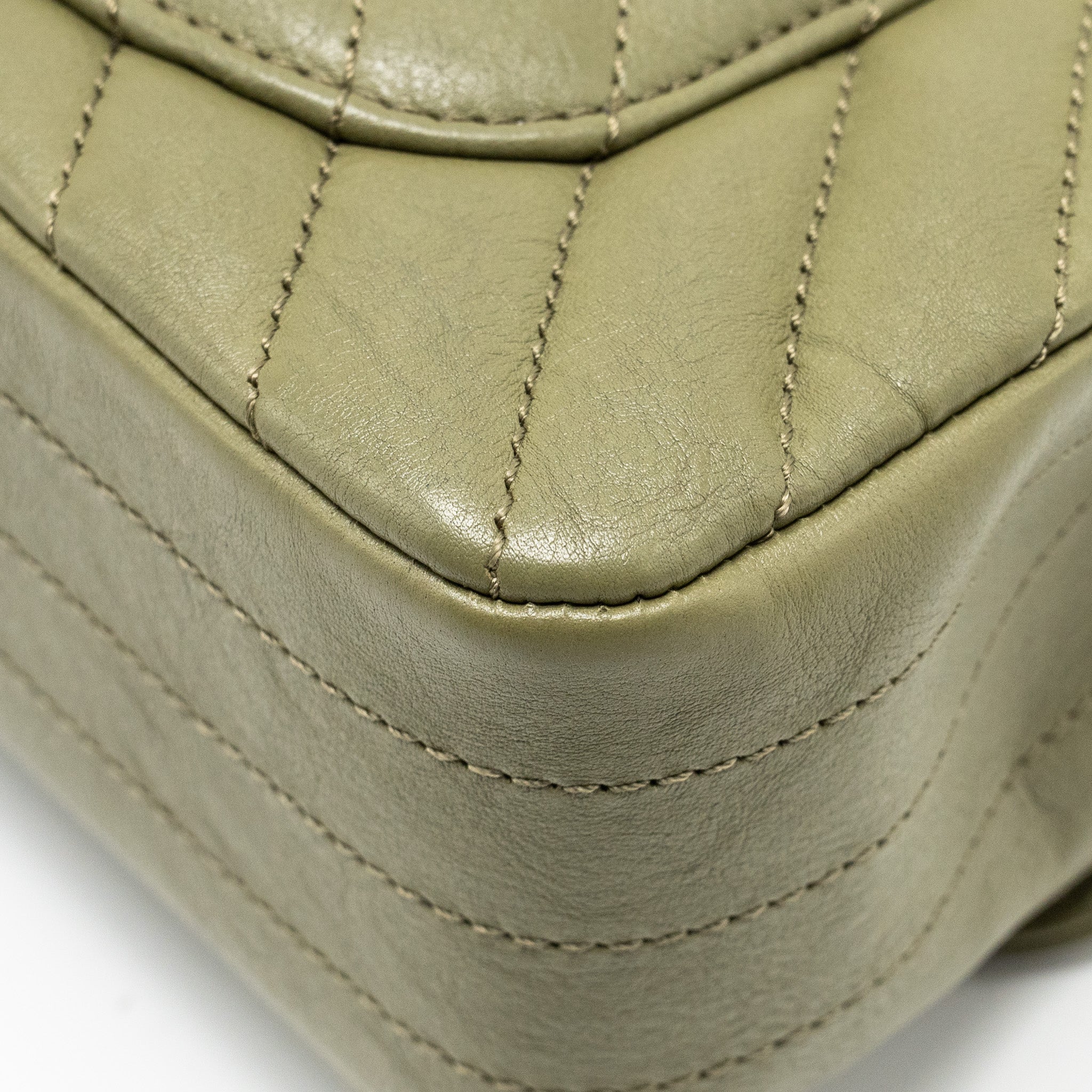 Chanel Chevron Mini Rectangular Flap Bag Calfskin Khaki