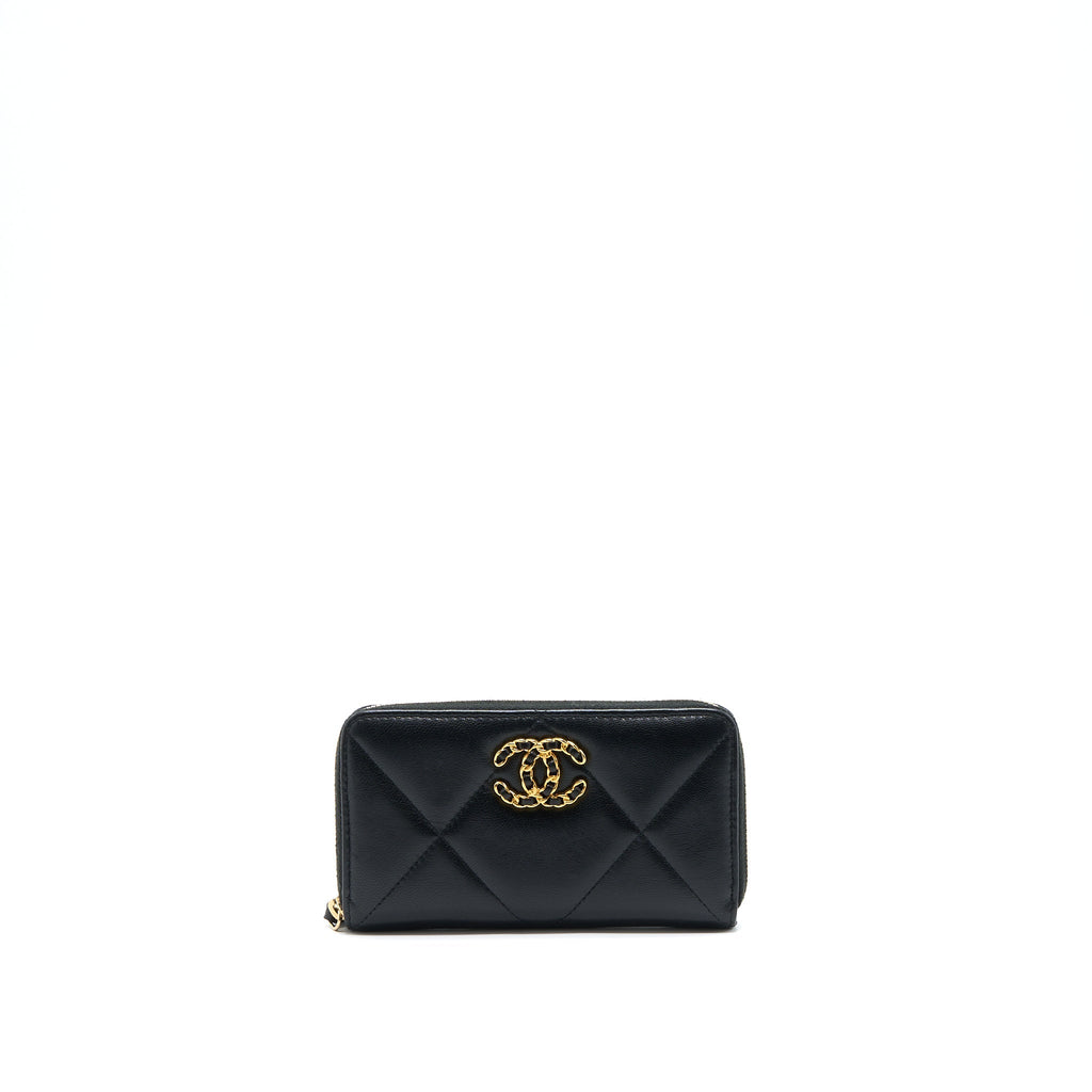 Chanel 19 Zip Wallet Goatskin Black