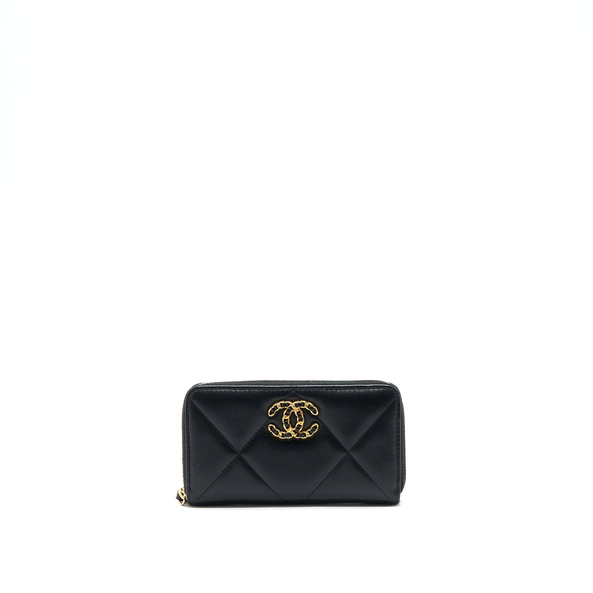 Chanel 19 Zip Wallet Goatskin Black