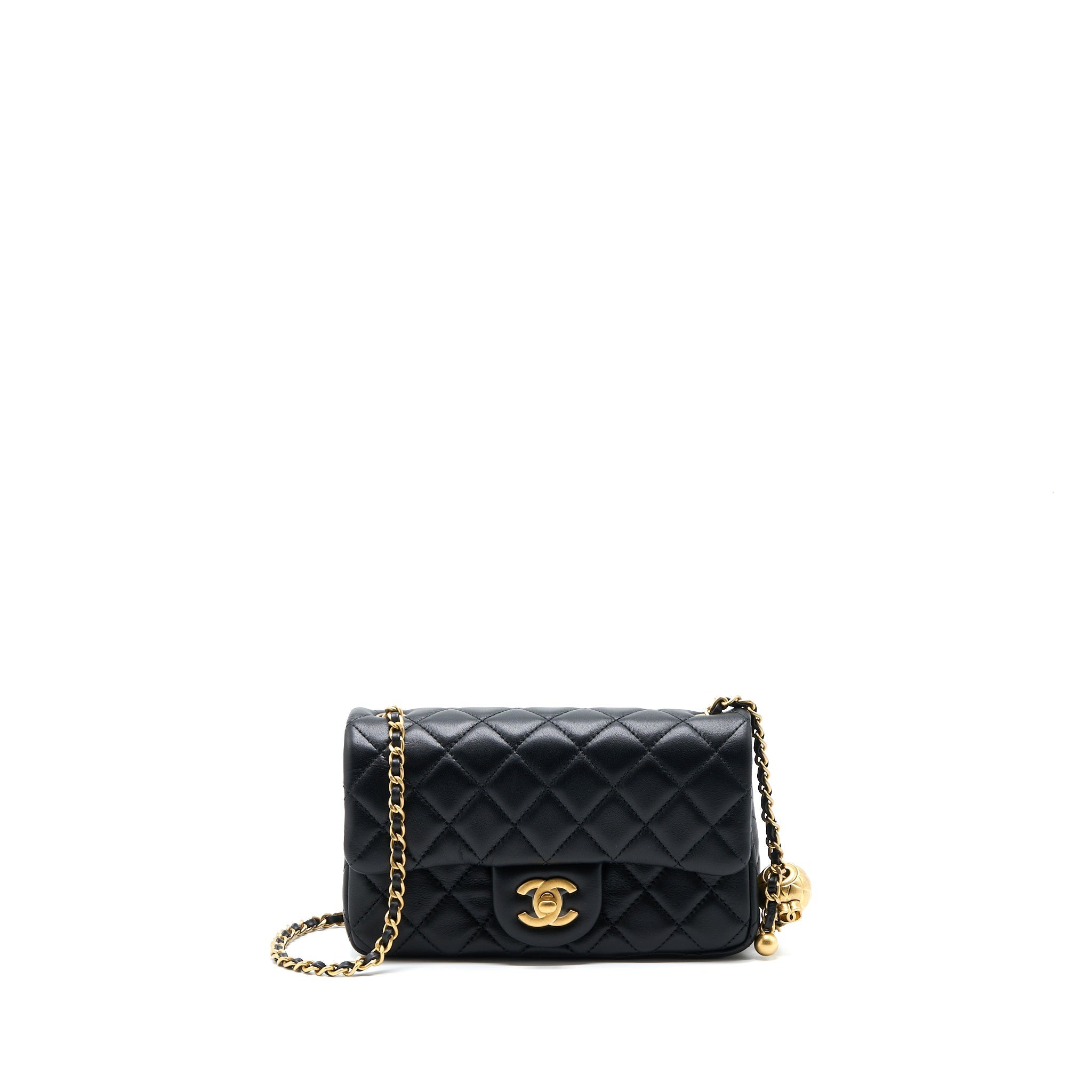 Chanel Pearl Crush Mini Rectangular Lambskin Black Brushed  (Microchip)