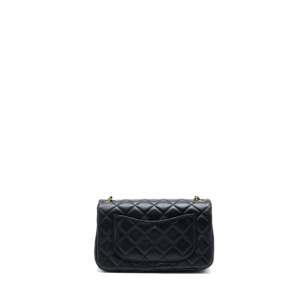 Chanel Pearl Crush Mini Rectangular Lambskin Black Brushed  (Microchip)