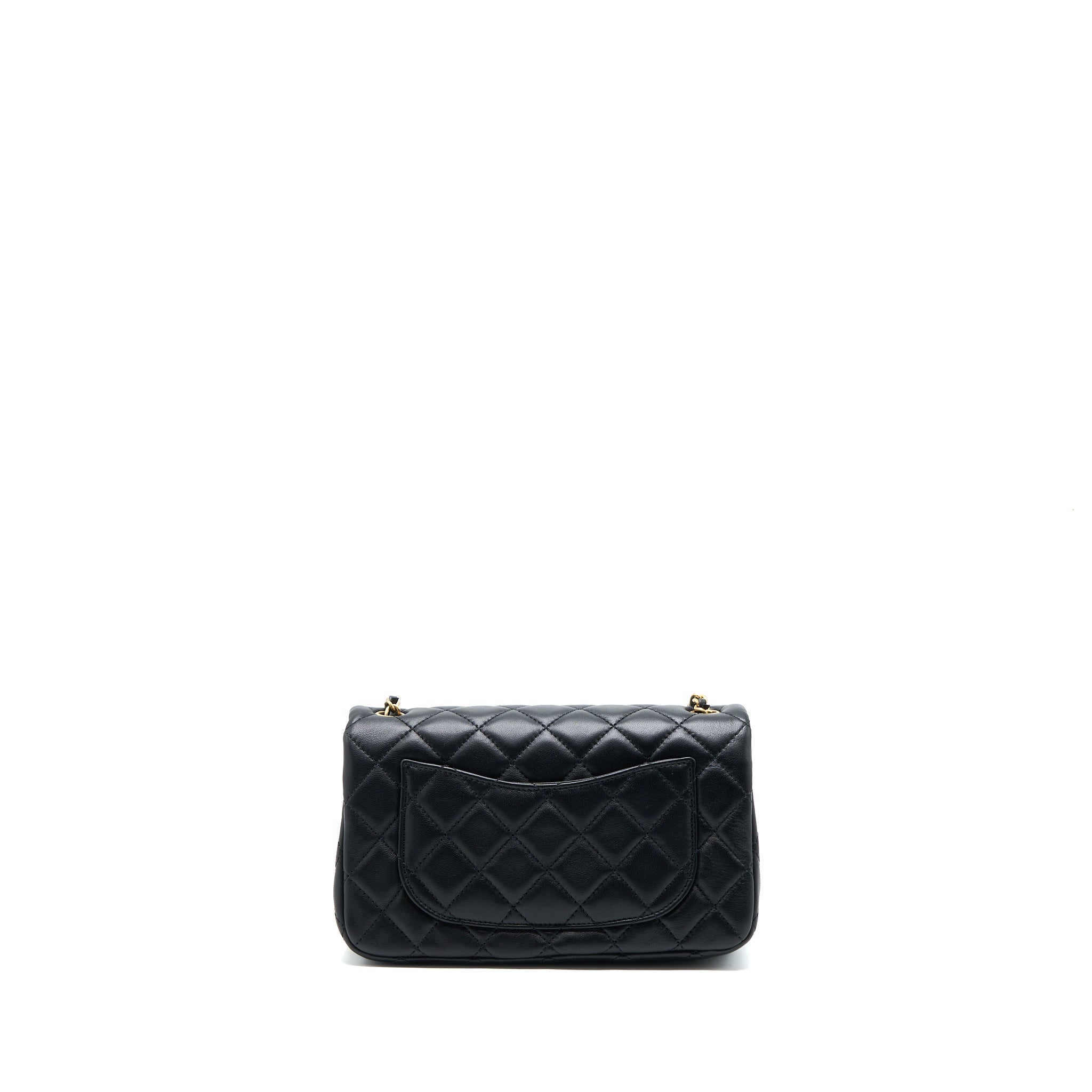 Chanel Pearl Crush Mini Rectangular Lambskin Black Brushed  (Microchip)