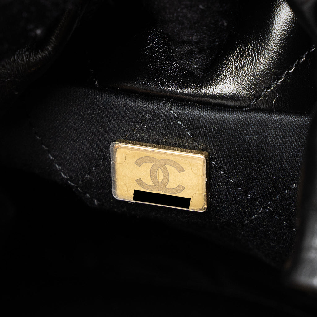 Chanel 23S Mini 22 Bag Shiny Calfskin Black Brushed  (Microchip)
