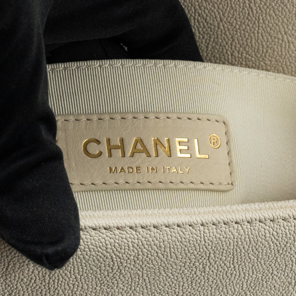 Chanel Small Boy Bag caviar white L