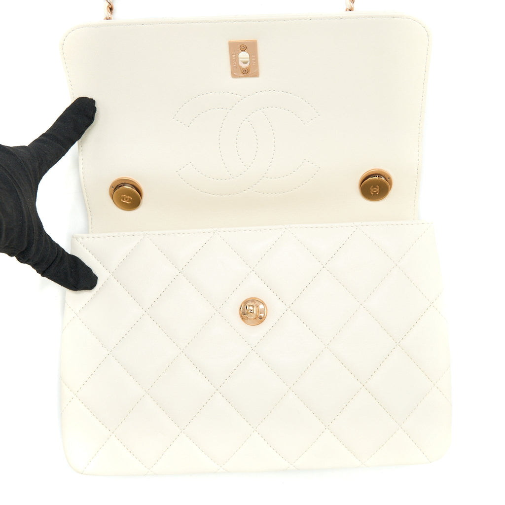 Chanel Small Trendy CC Lambskin White R (Microchip)